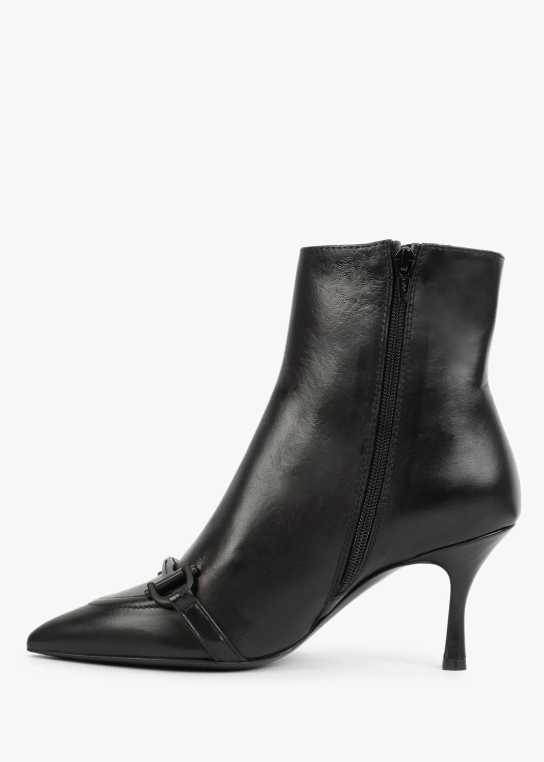 Nuckle Black Leather Horsebit Ankle Boots