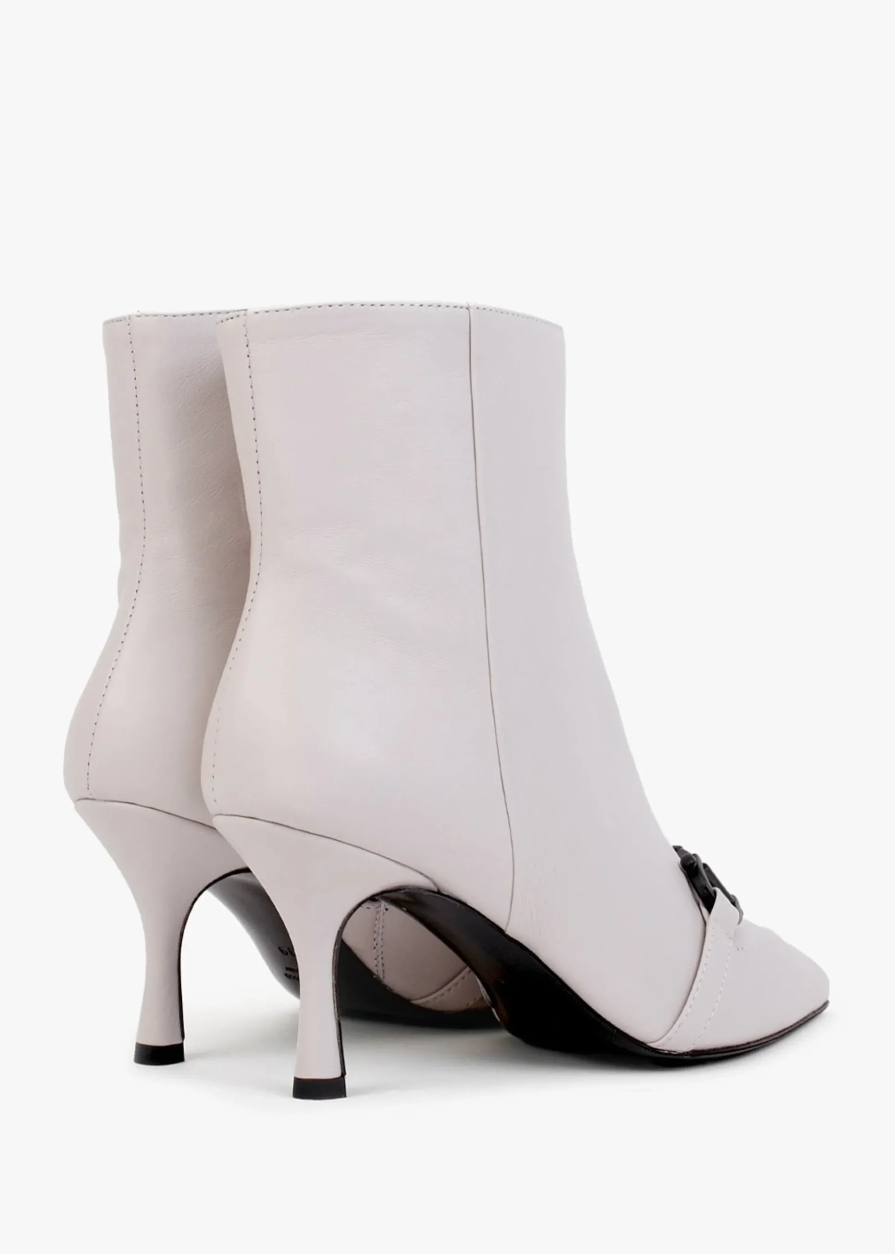 Nuckle Light Grey Leather Horsebit Ankle Boots