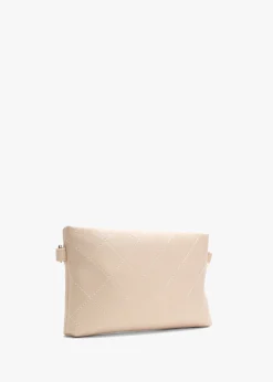 Nur Quilted Ecru Pouch Bag