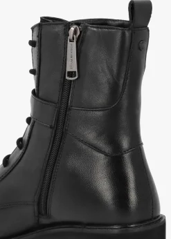 Oberon Black Leather Lace Up Ankle Boots