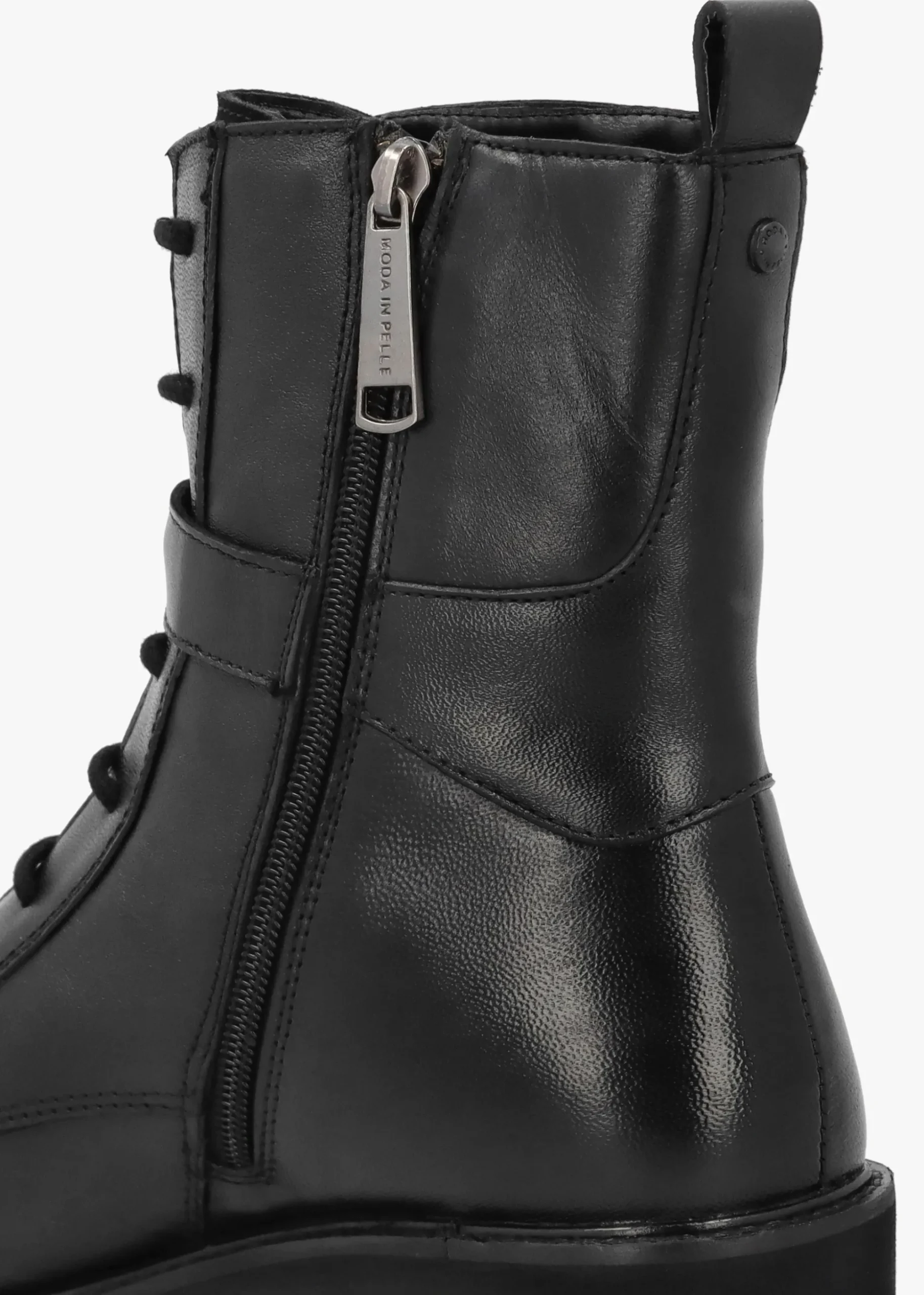 Oberon Black Leather Lace Up Ankle Boots