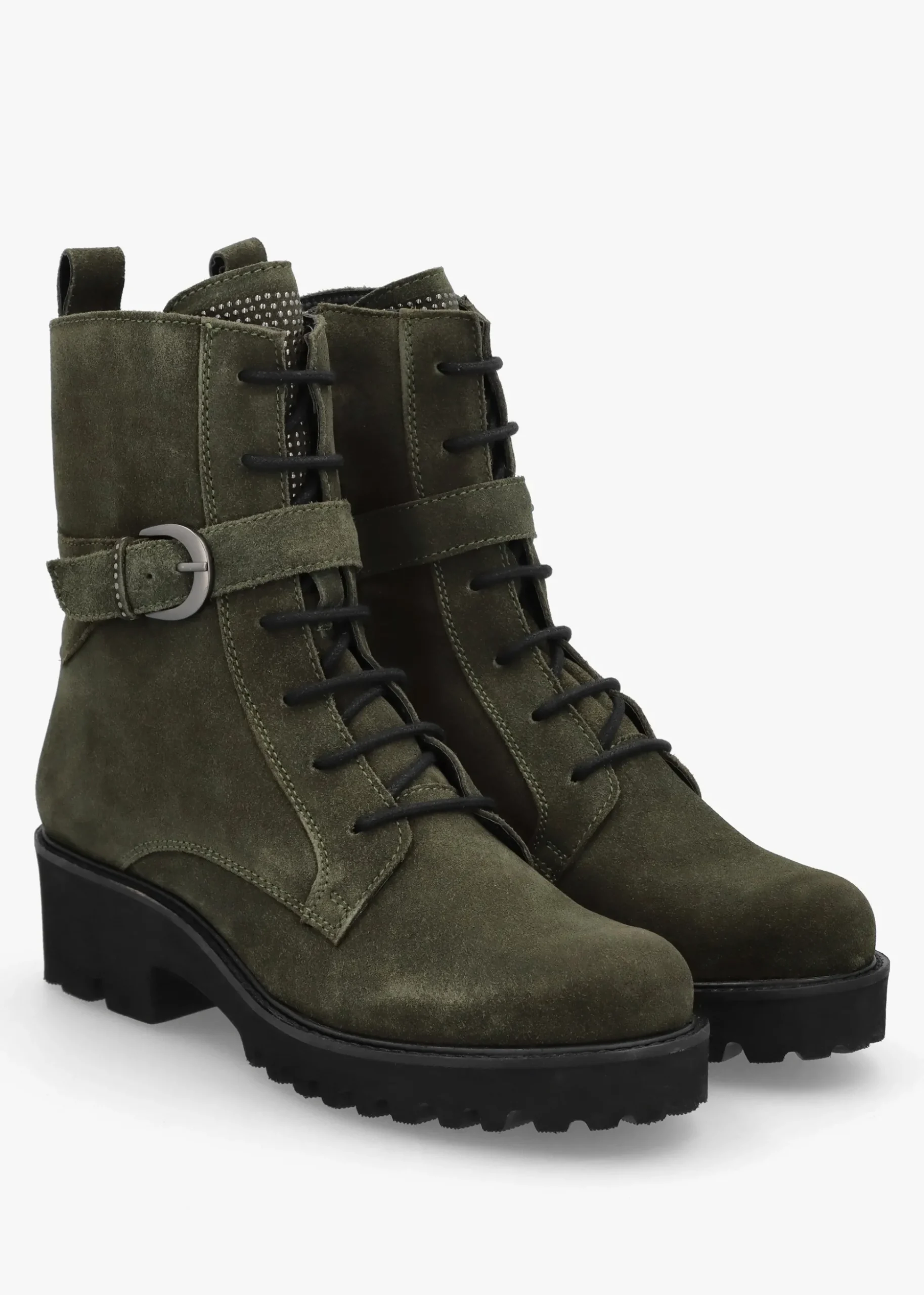 Oberon Green Suede Lace Up Ankle Boots
