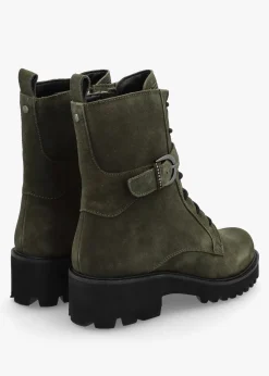 Oberon Green Suede Lace Up Ankle Boots