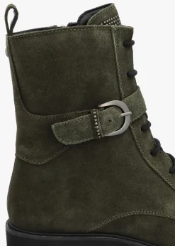 Oberon Green Suede Lace Up Ankle Boots
