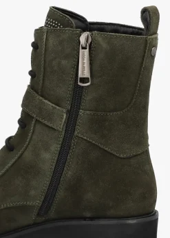 Oberon Green Suede Lace Up Ankle Boots