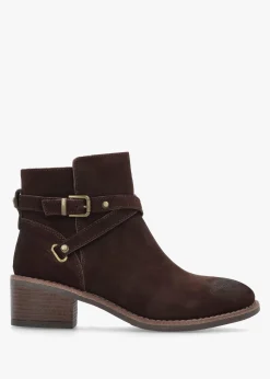 Orlena Brown Suede Cross Strap Ankle Boots