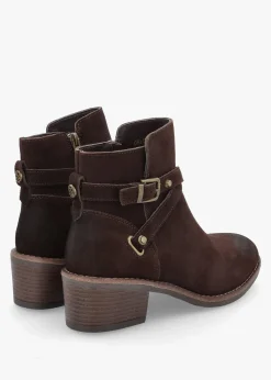 Orlena Brown Suede Cross Strap Ankle Boots
