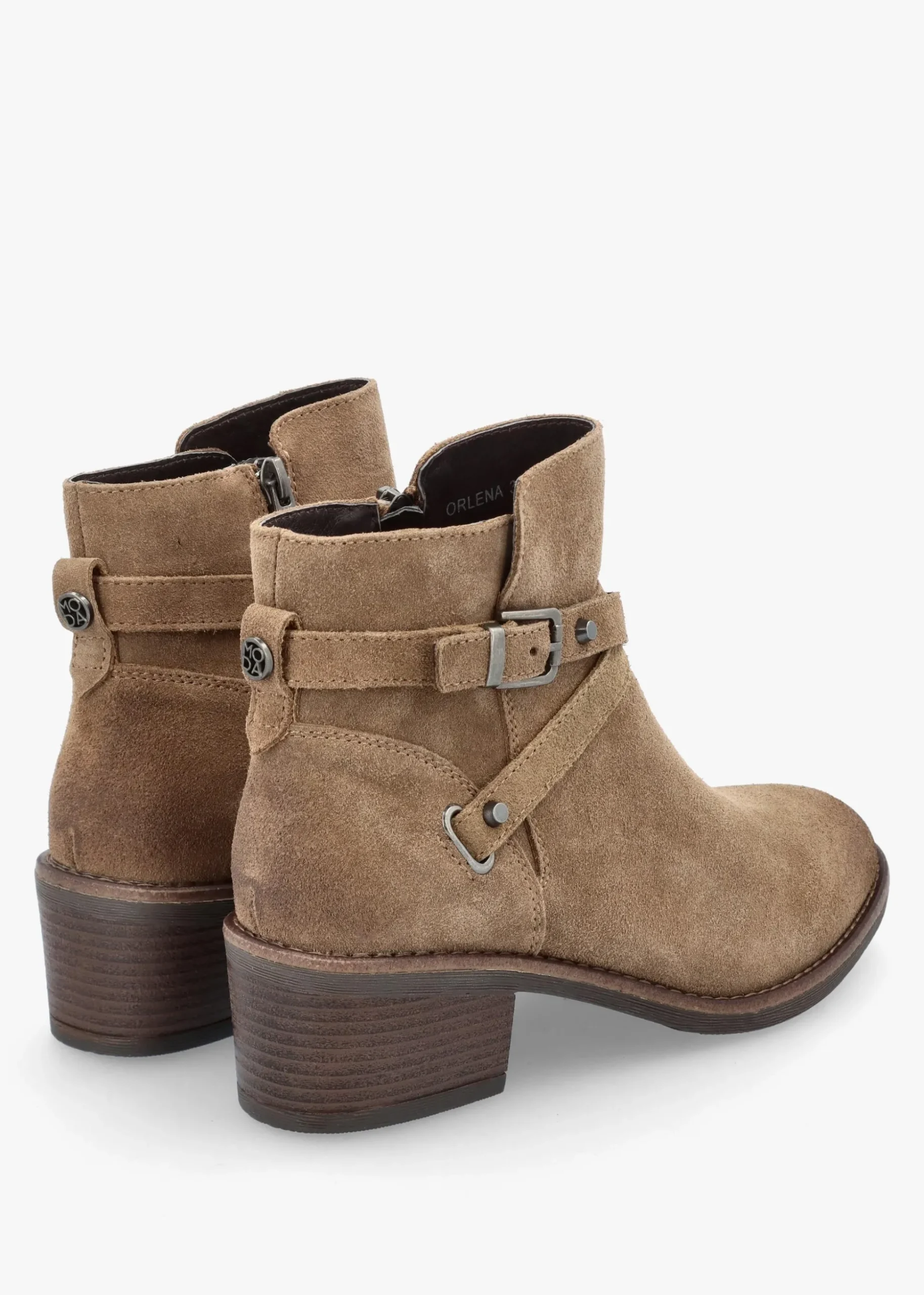 Orlena Taupe Suede Cross Strap Ankle Boots