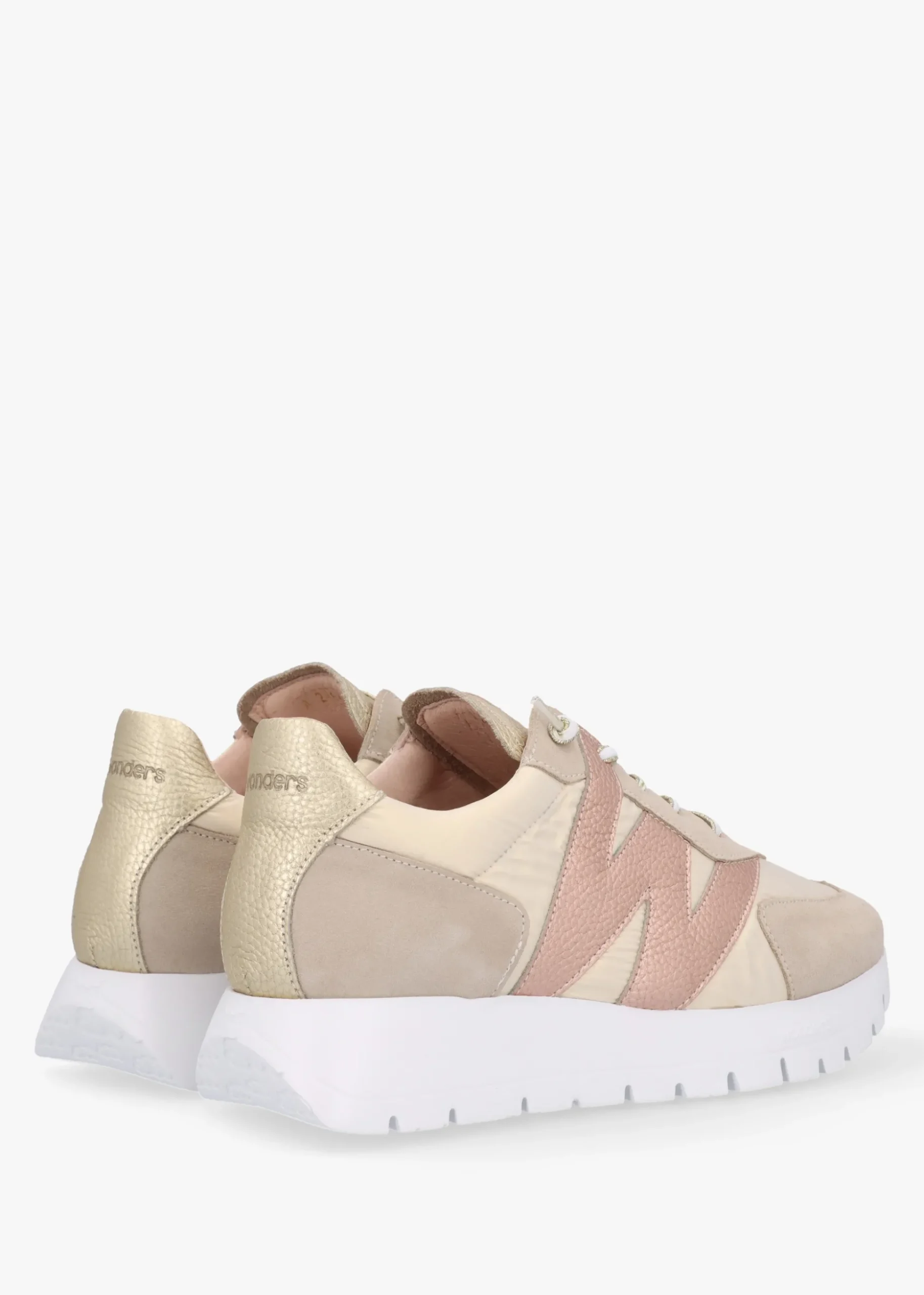 Oslo Beige Metallic Suede & Nylon Trainers