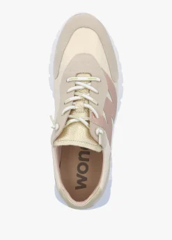 Oslo Beige Metallic Suede & Nylon Trainers
