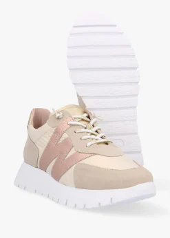 Oslo Beige Metallic Suede & Nylon Trainers