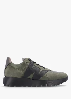 Oslo Khaki Metallic Suede & Nylon Trainers