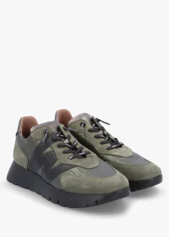 Oslo Khaki Metallic Suede & Nylon Trainers
