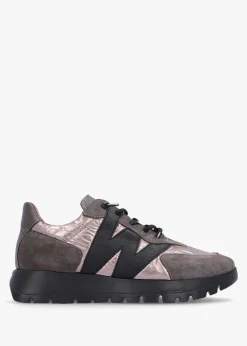 Oslo Pewter Metallic Suede & Nylon Trainers