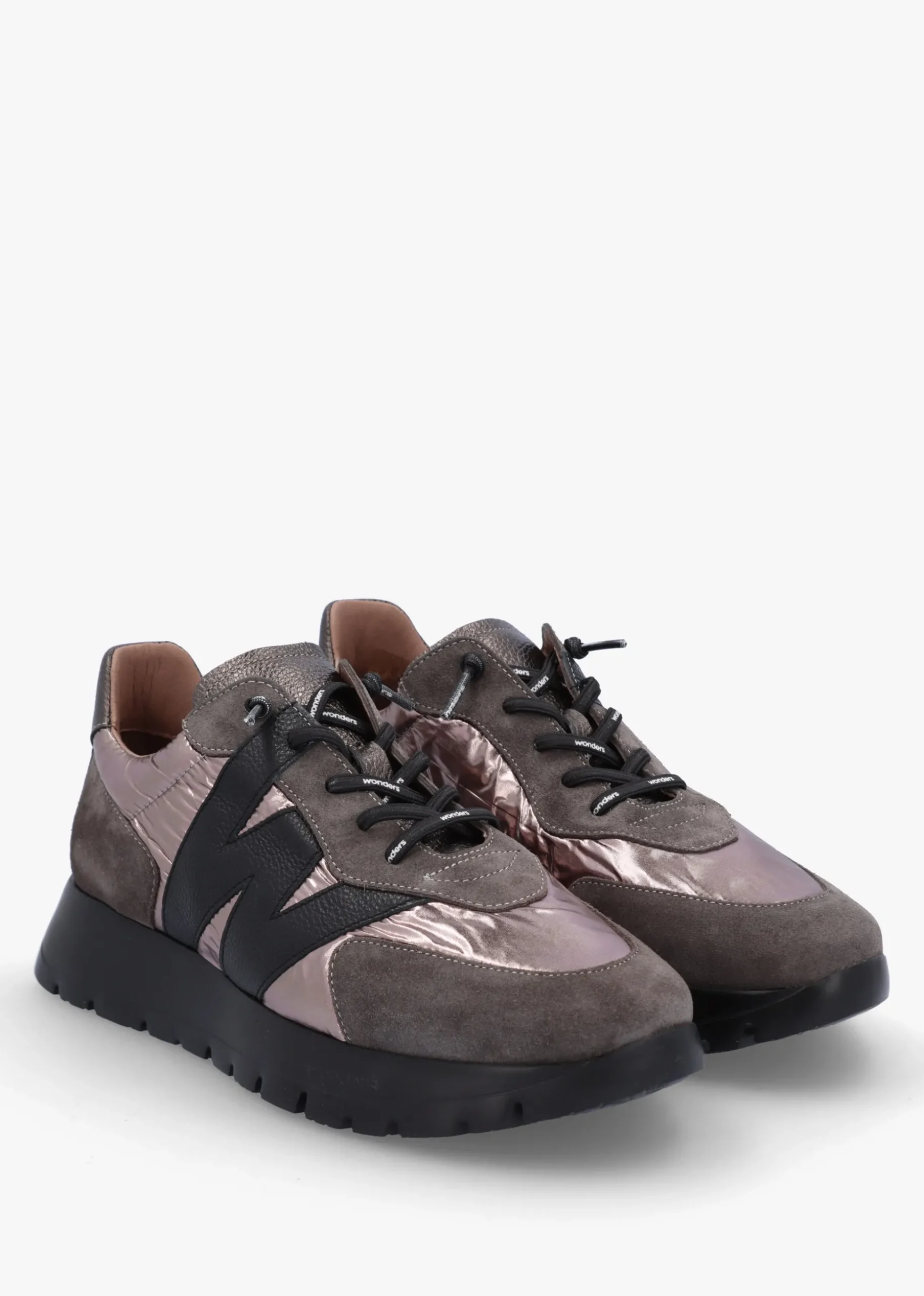 Oslo Pewter Metallic Suede & Nylon Trainers