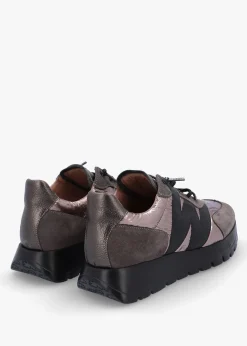 Oslo Pewter Metallic Suede & Nylon Trainers
