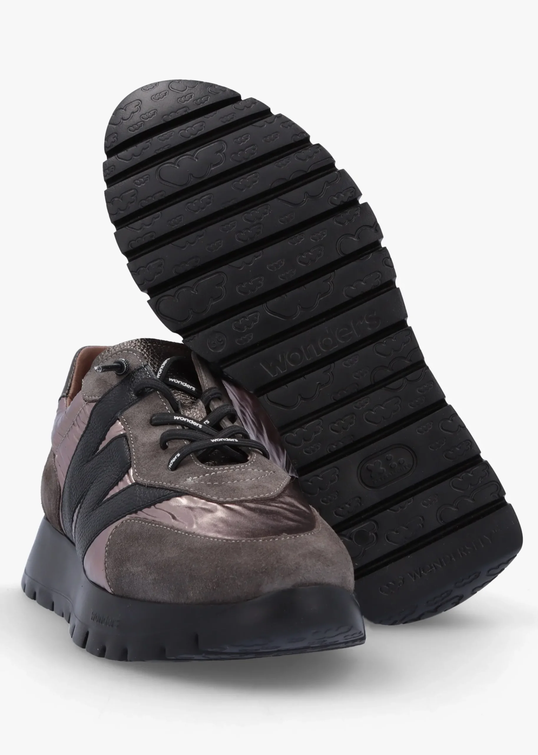 Oslo Pewter Metallic Suede & Nylon Trainers
