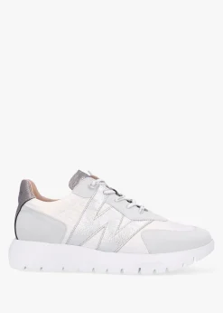 Oslo White Metallic Suede & Nylon Trainers