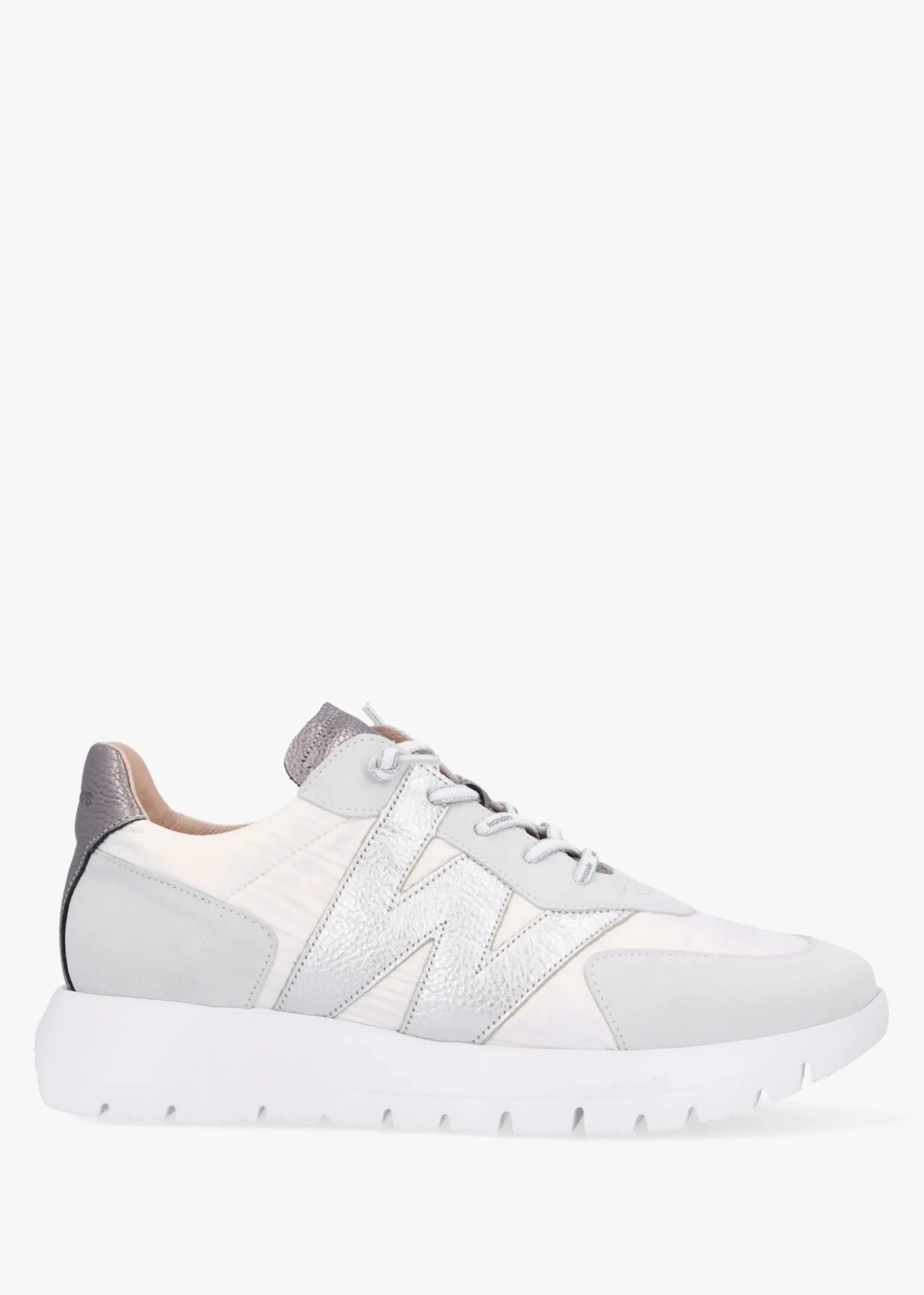 Oslo White Metallic Suede & Nylon Trainers