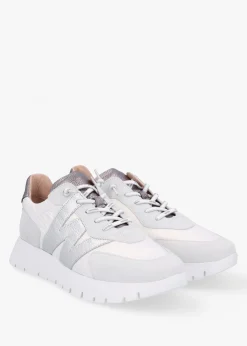 Oslo White Metallic Suede & Nylon Trainers