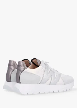 Oslo White Metallic Suede & Nylon Trainers