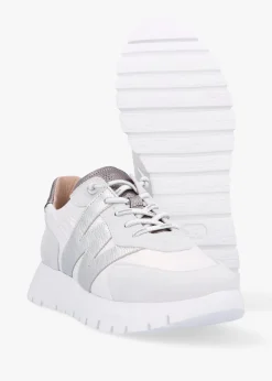 Oslo White Metallic Suede & Nylon Trainers
