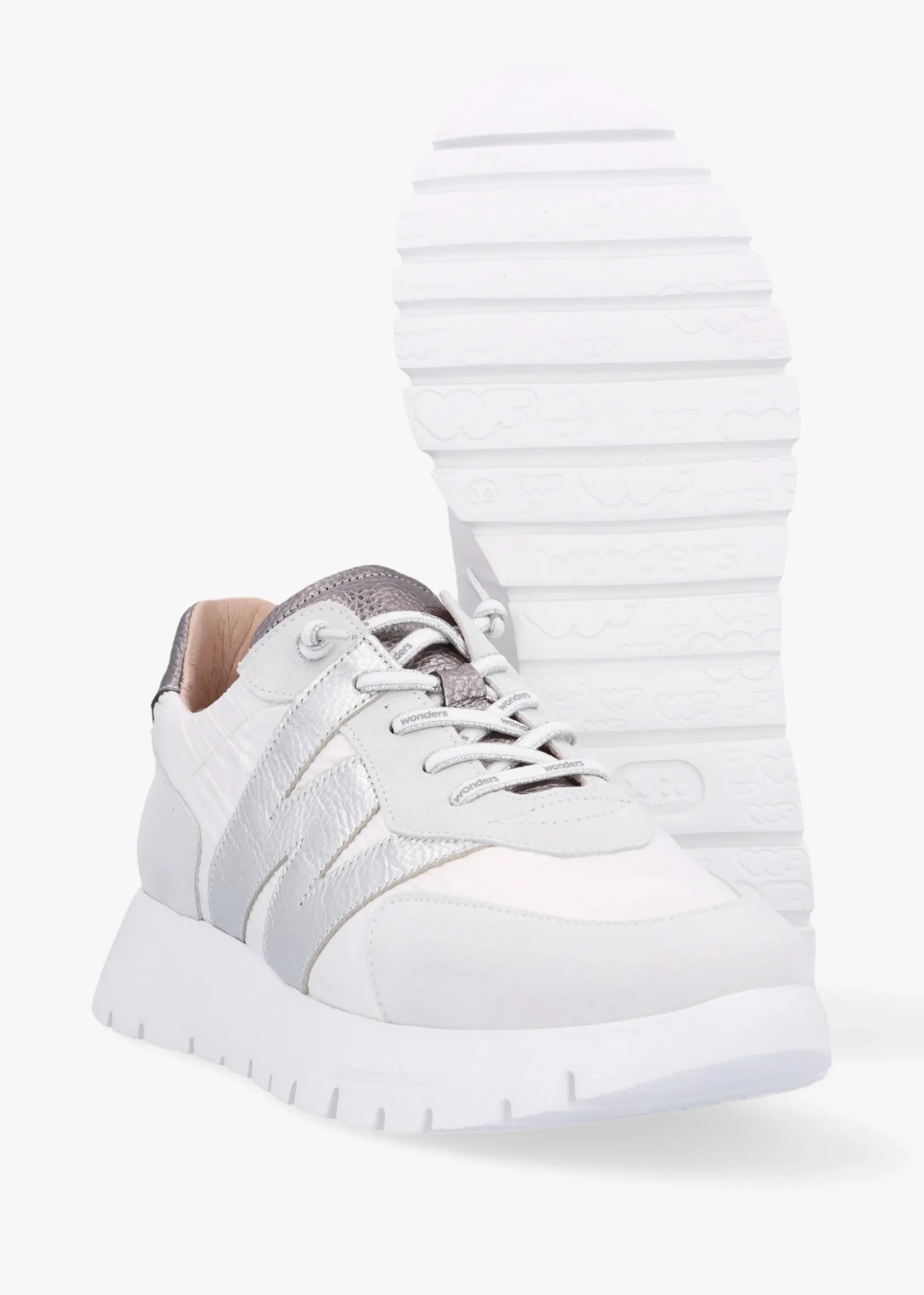 Oslo White Metallic Suede & Nylon Trainers