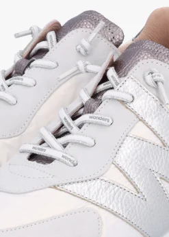 Oslo White Metallic Suede & Nylon Trainers