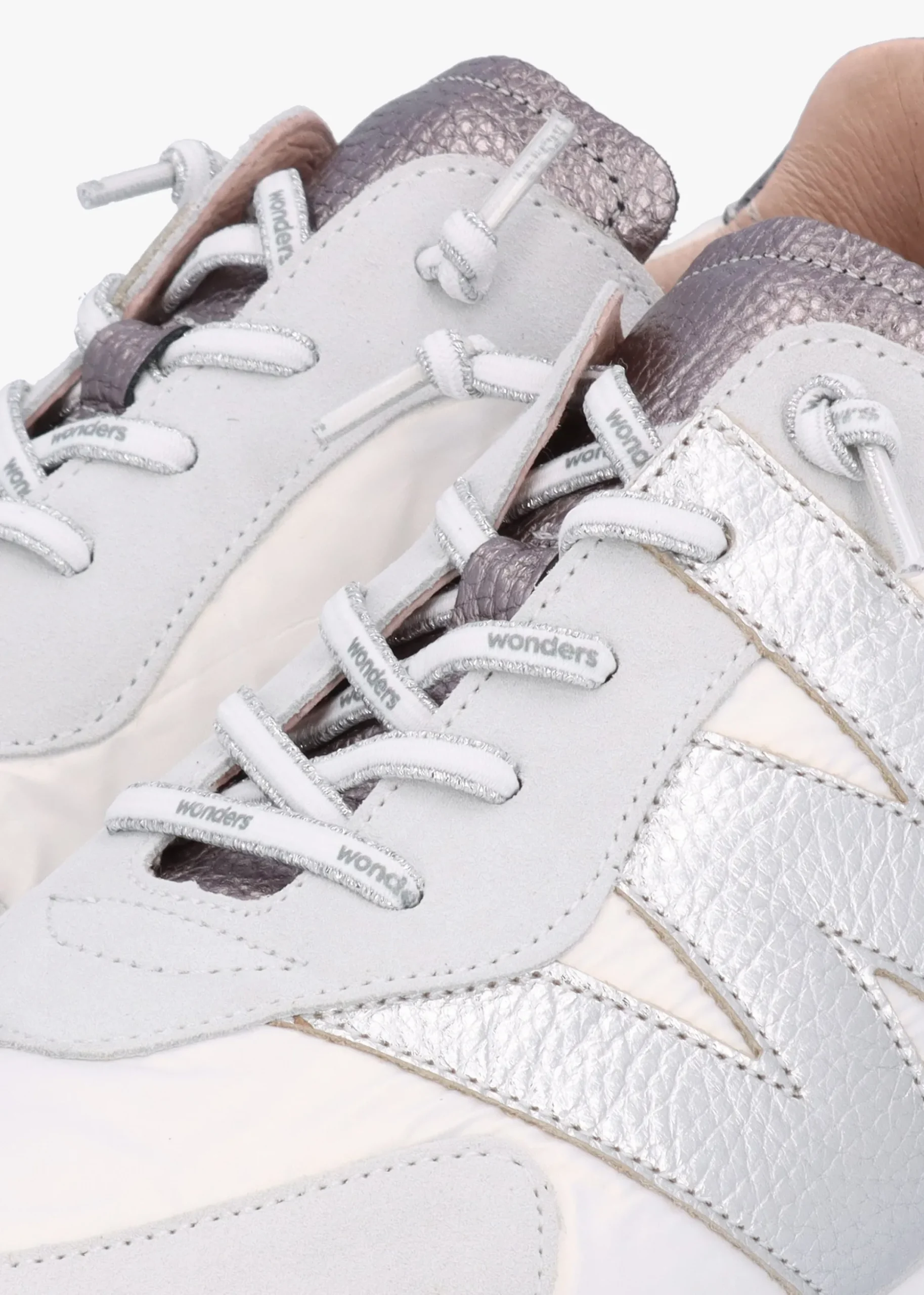 Oslo White Metallic Suede & Nylon Trainers