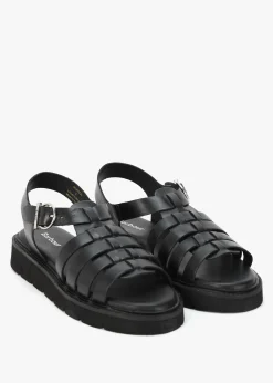 Otterburn Classic Black Leather Fisherman Sandals