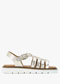 Otterburn Gold Leather Fisherman Sandals