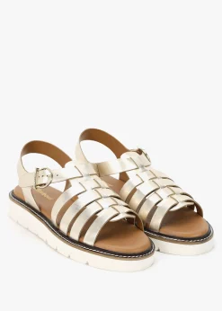Otterburn Gold Leather Fisherman Sandals