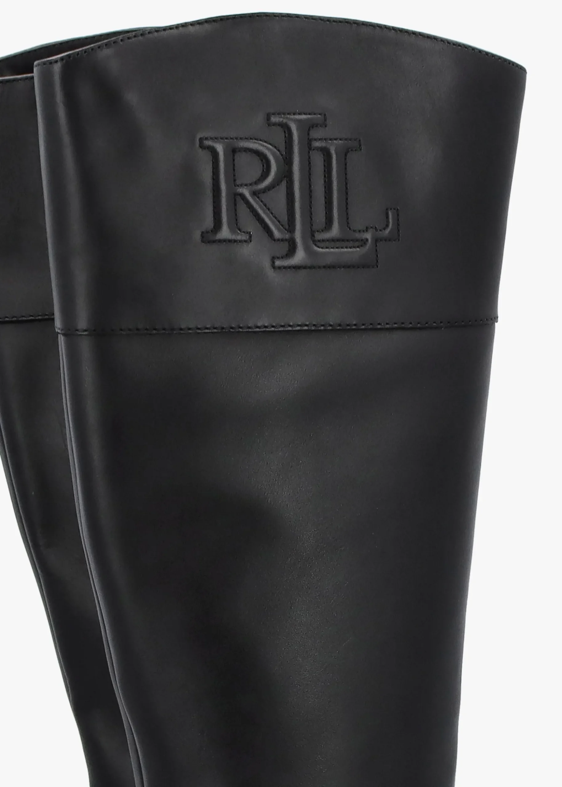 Page II Black Leather Block Heel Knee Boots