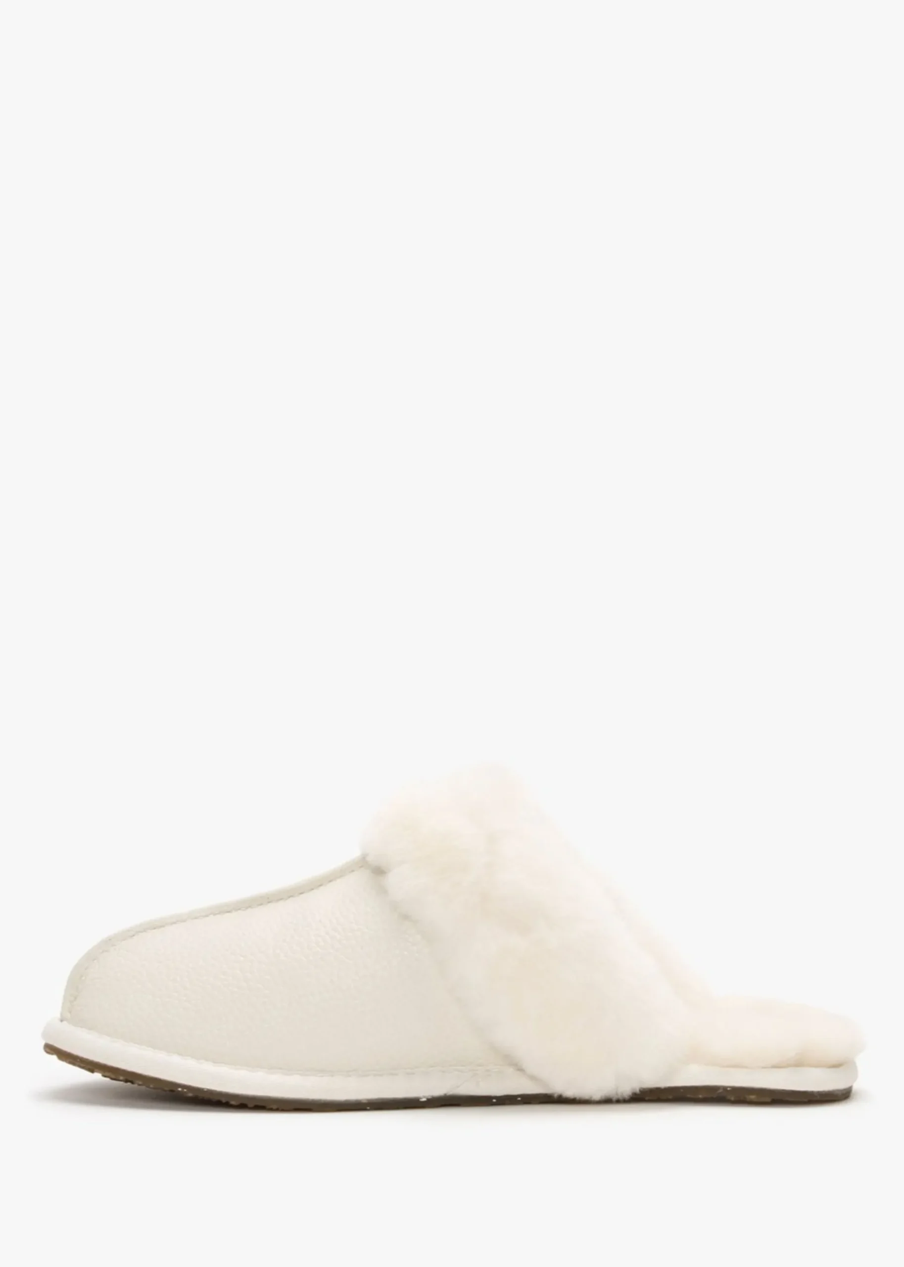 Pale Leather Sheepskin Closed Mule Slippers