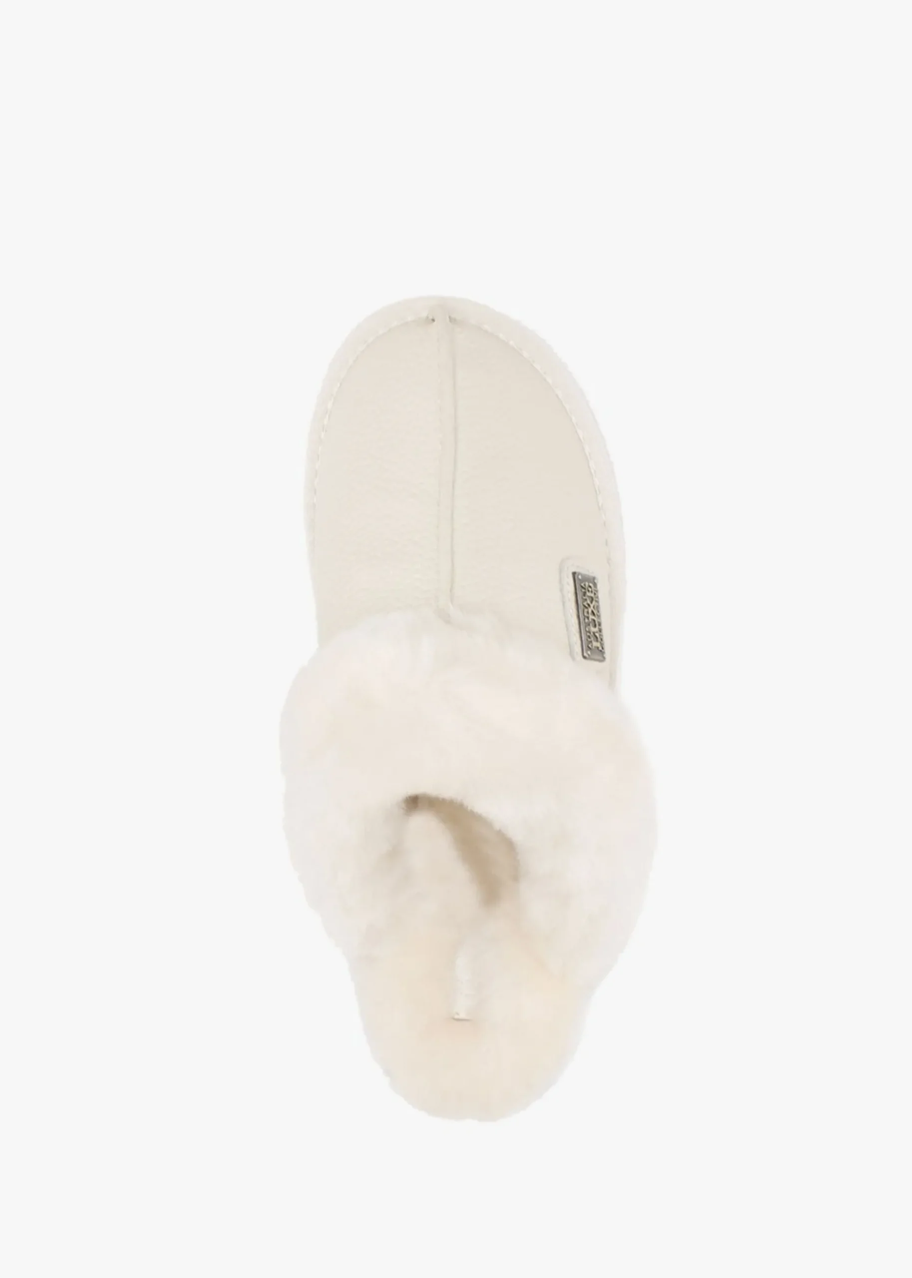 Pale Leather Sheepskin Closed Mule Slippers