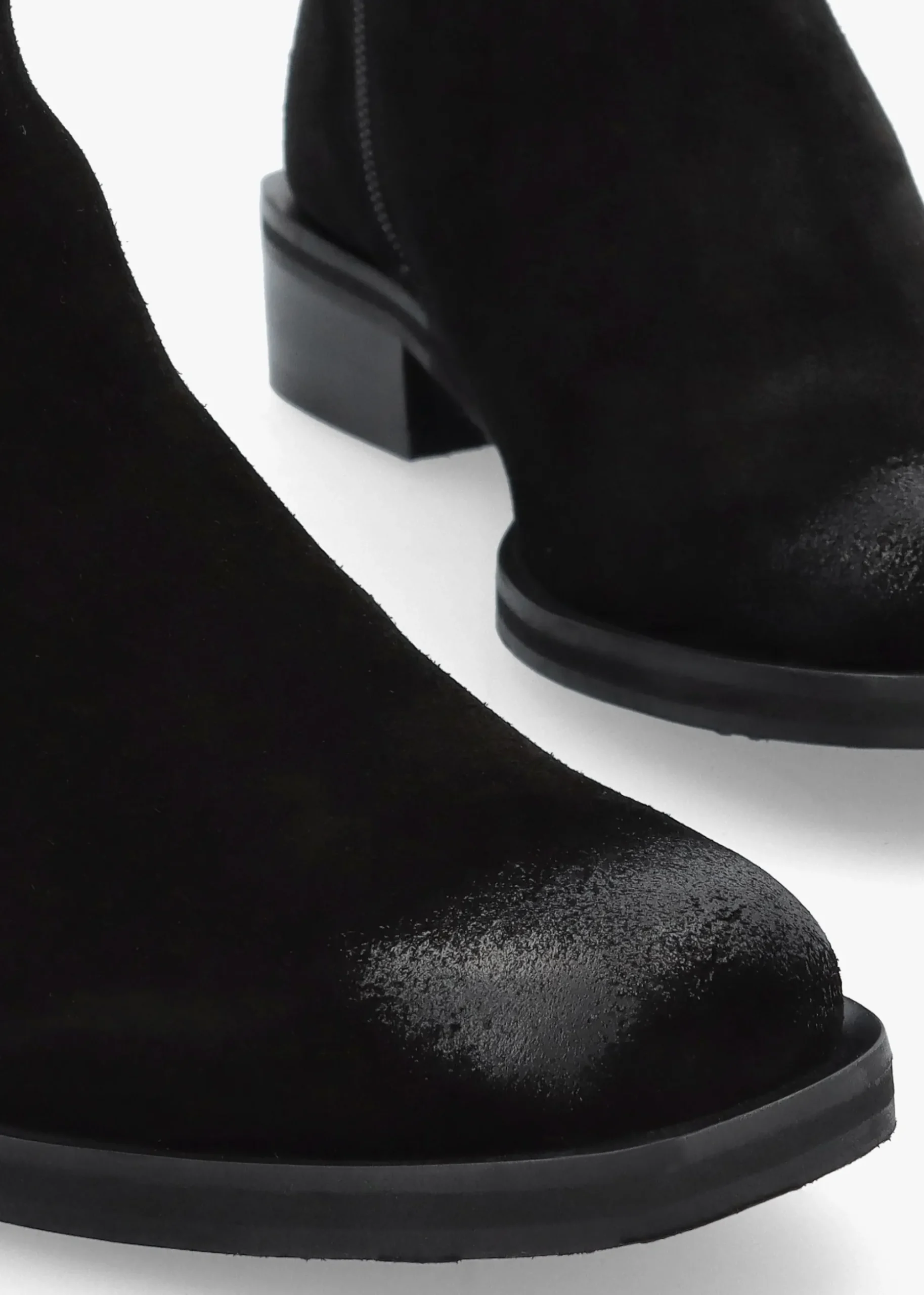 Panazol Black Suede Studded Strap Ankle Boots