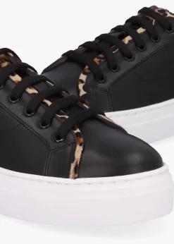 Panny Black Leather Leopard Trainers