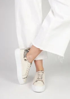 Panny Cream Leather Reptile Trainers