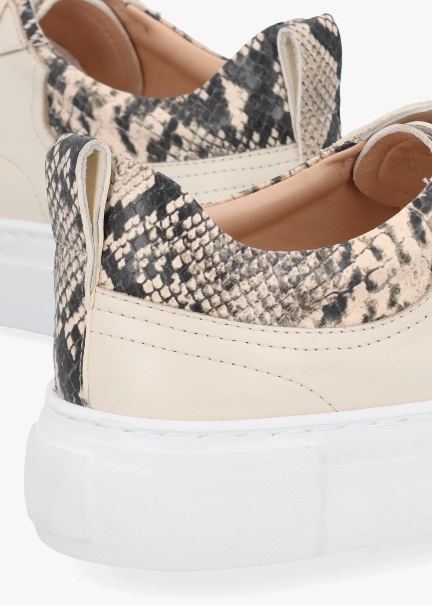 Panny Cream Leather Reptile Trainers
