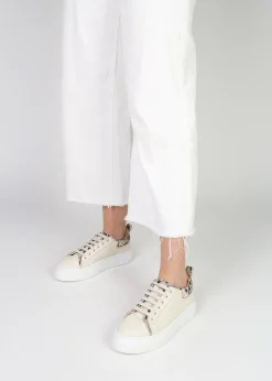 Panny Cream Leather Reptile Trainers