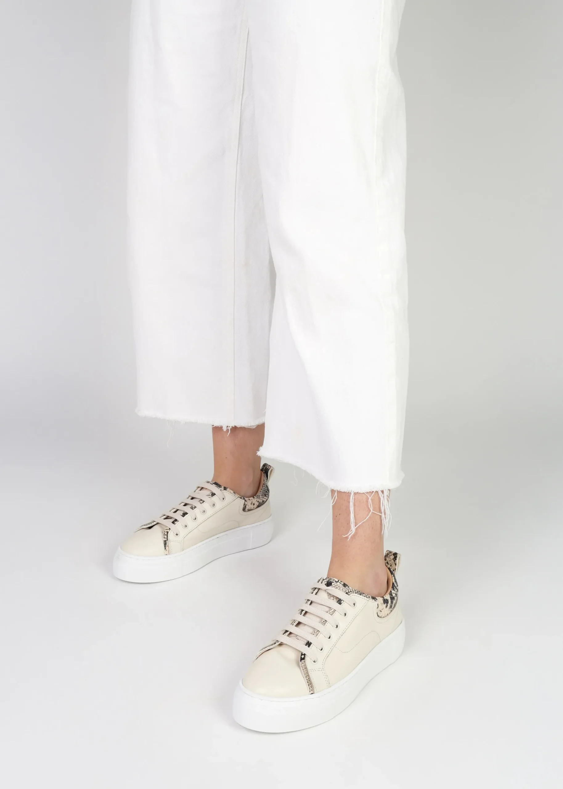 Panny Cream Leather Reptile Trainers