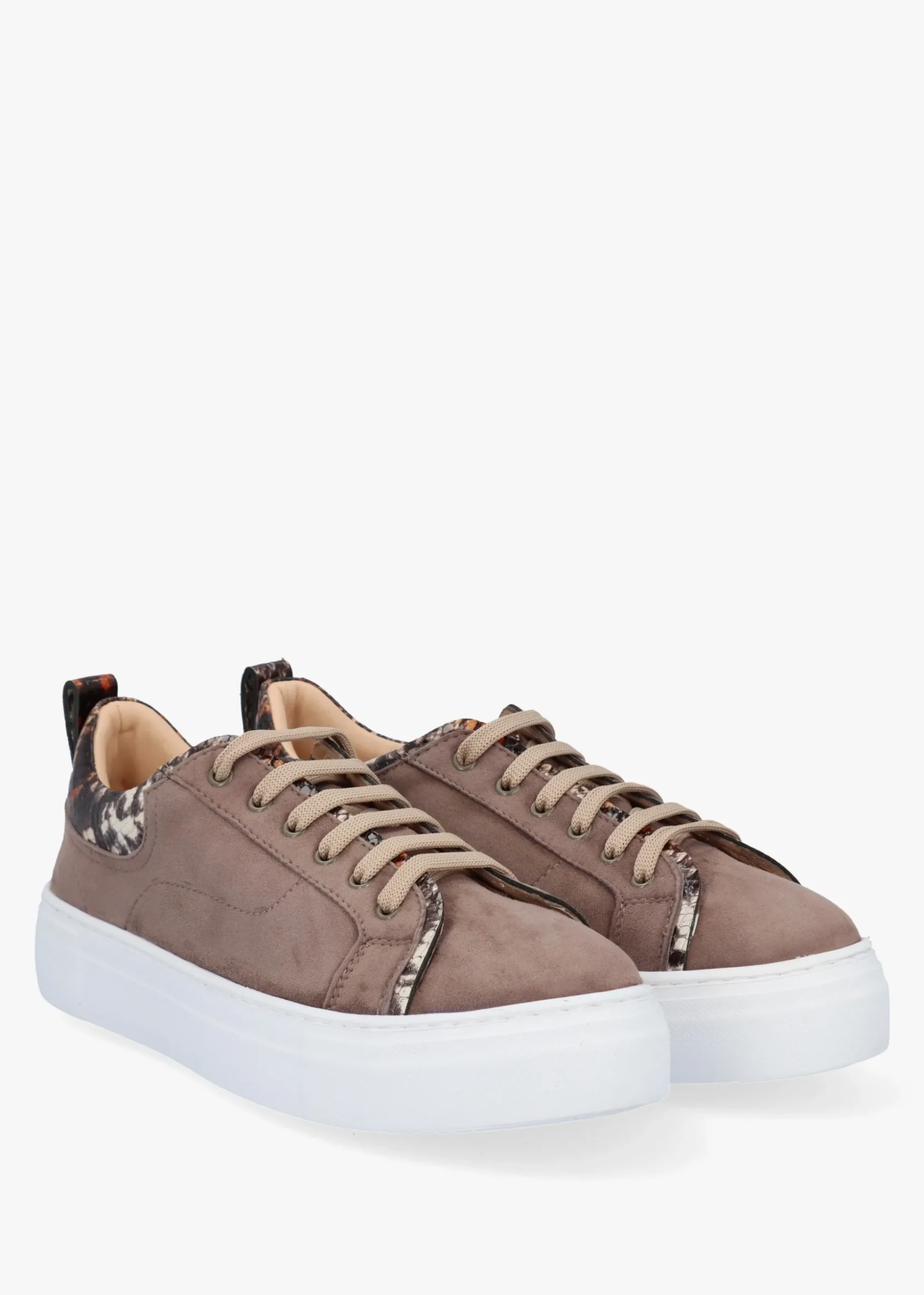 Panny Taupe Suede Reptile Trainers