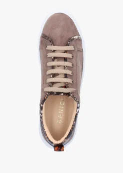Panny Taupe Suede Reptile Trainers