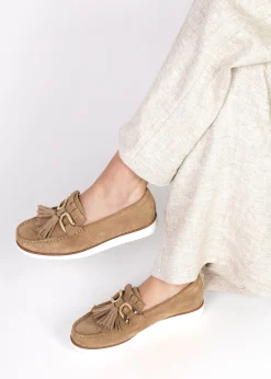Passy Beige Suede Tassel Loafers
