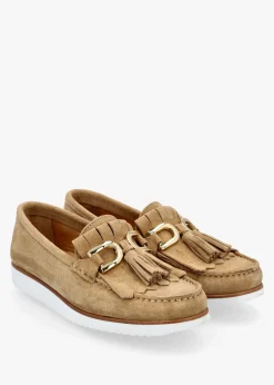 Passy Beige Suede Tassel Loafers