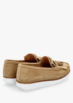 Passy Beige Suede Tassel Loafers