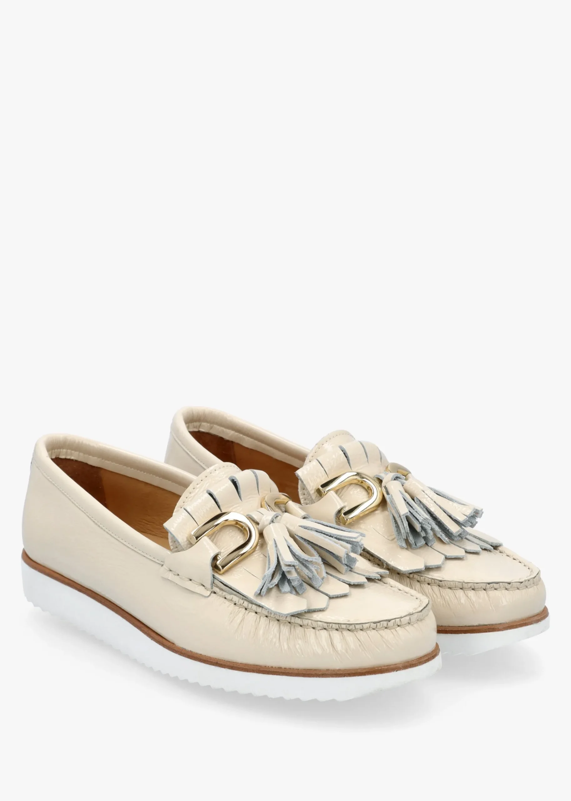 Passy Cream Patent Leather Tassel Loafers