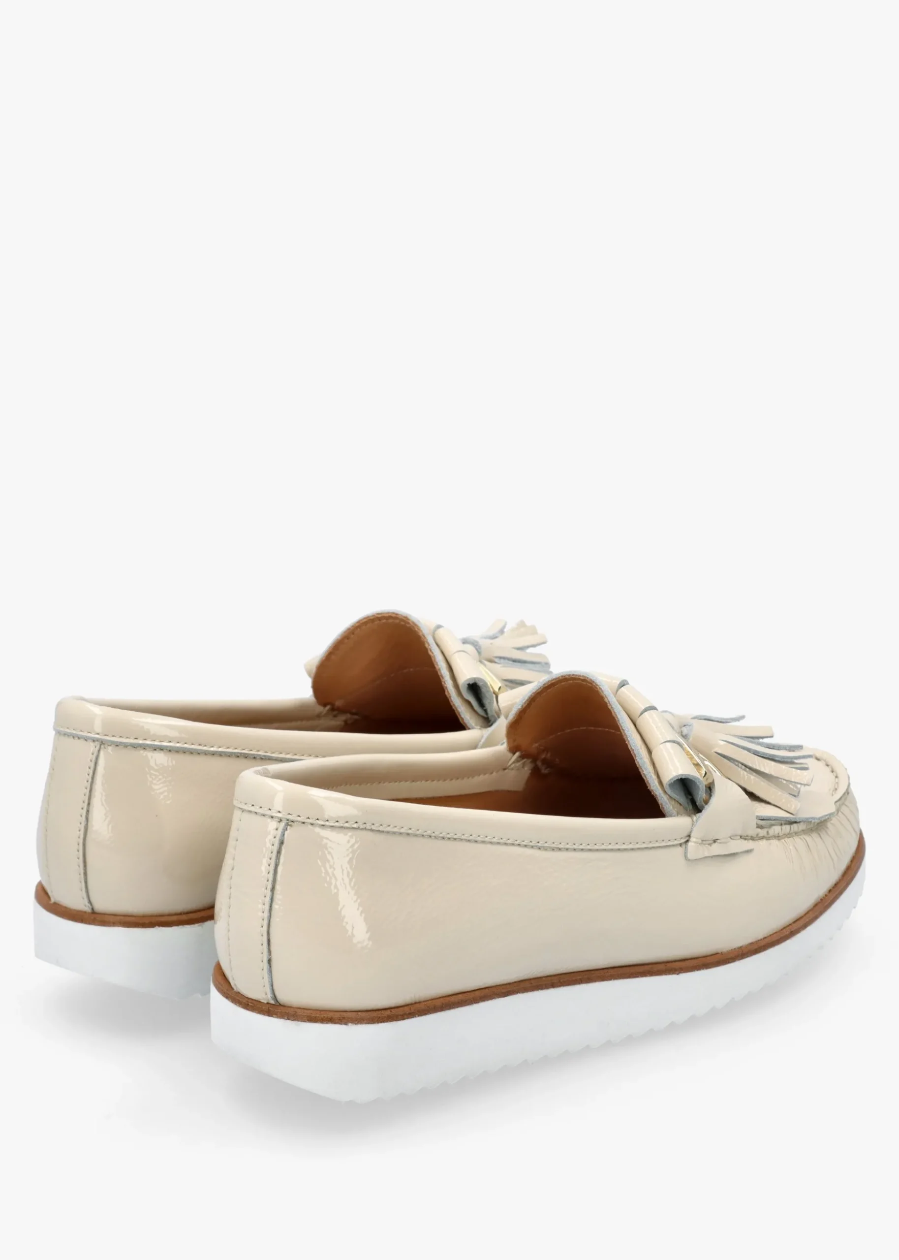 Passy Cream Patent Leather Tassel Loafers