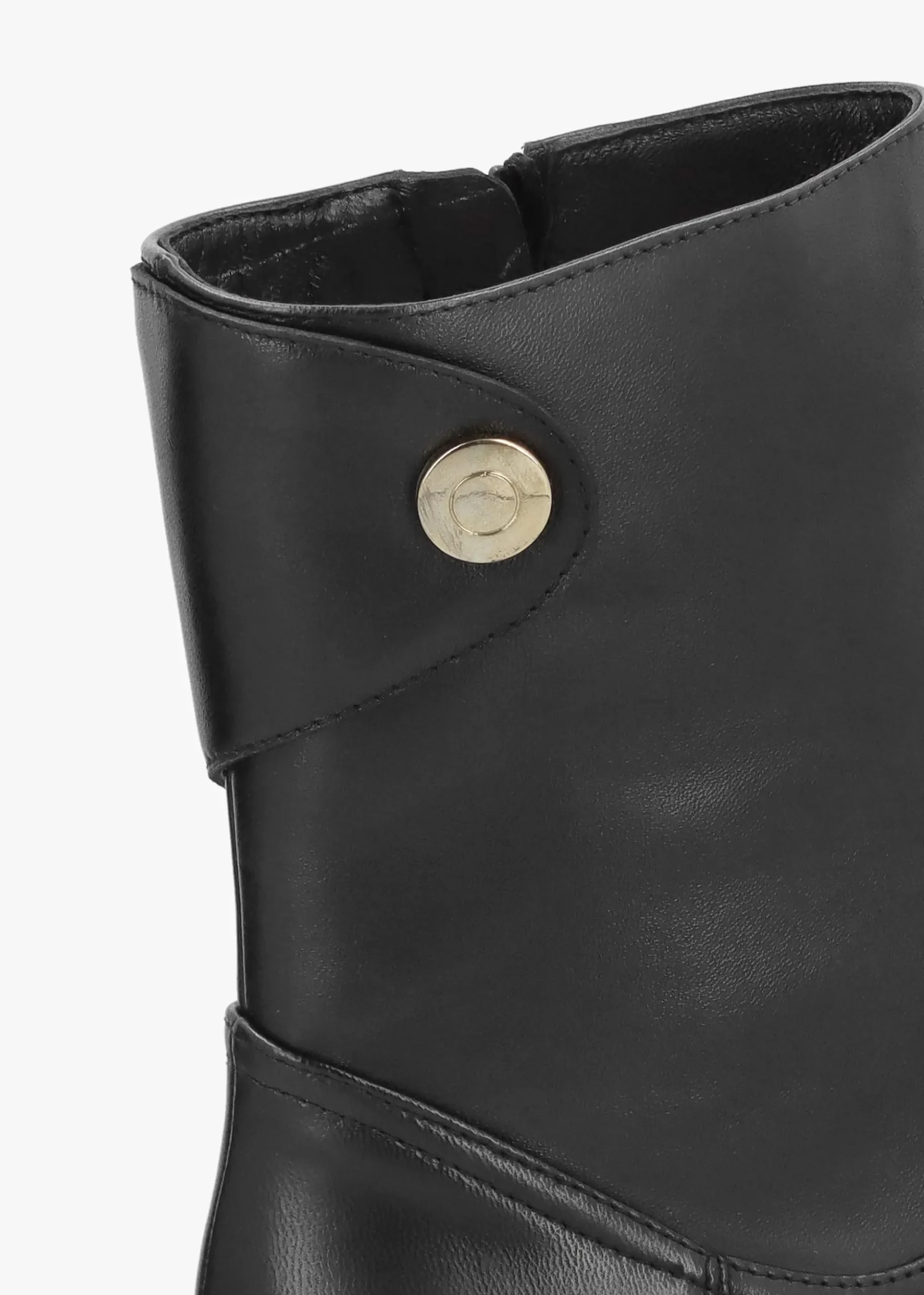 Payton Black Leather Block Heel Ankle Boots