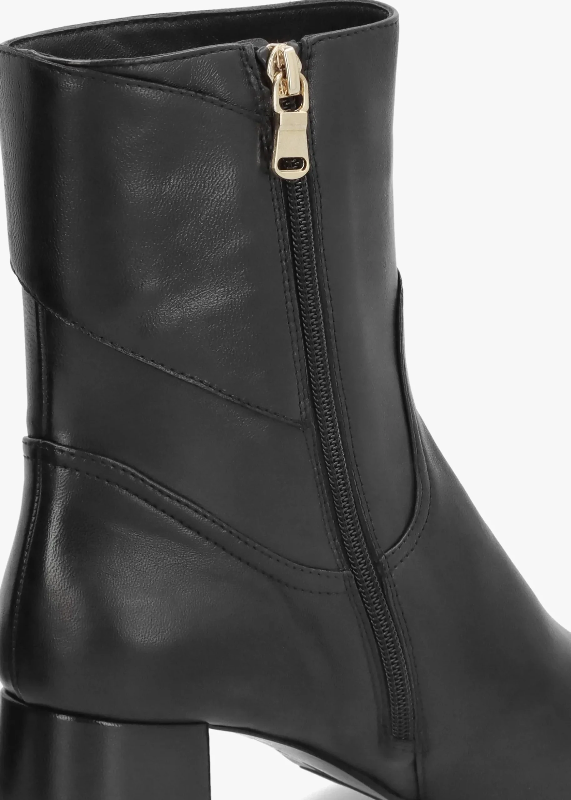 Payton Black Leather Block Heel Ankle Boots